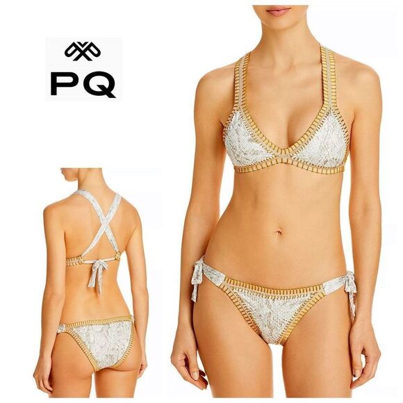 New. Pilyq Cobra Crochet trim bikini. S-top/M-bottom. Retails $178 - Picture 1 of 12